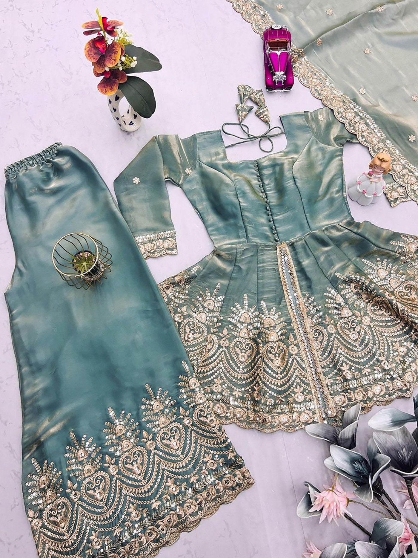 Firozi Koyal Elegant Sharara Set