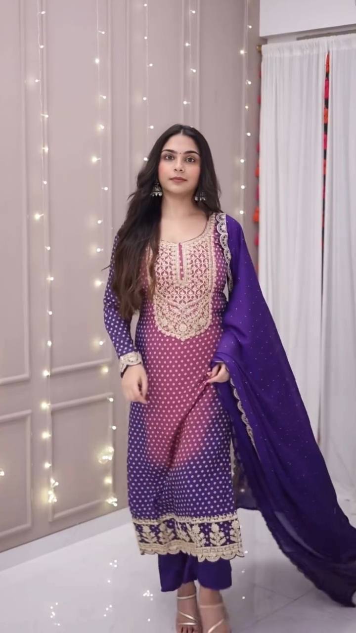 Wedding Shine Chinon Suit Set