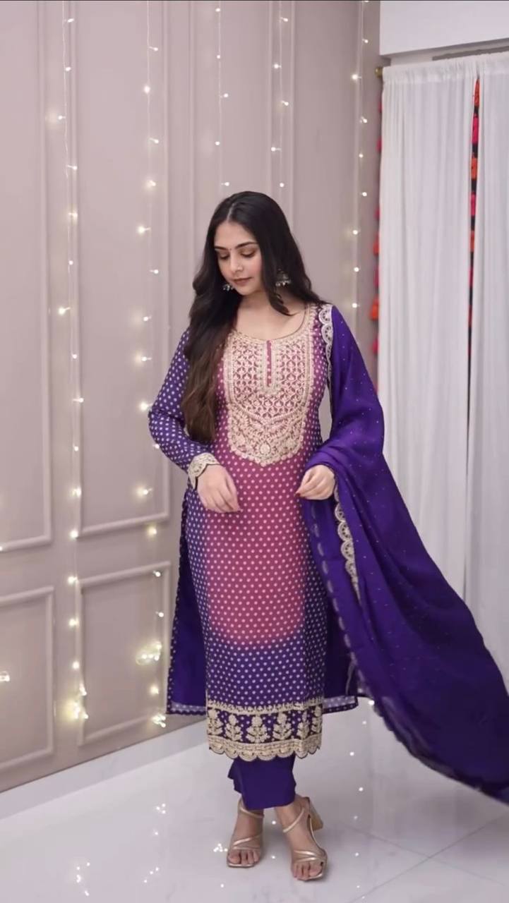Wedding Shine Chinon Suit Set