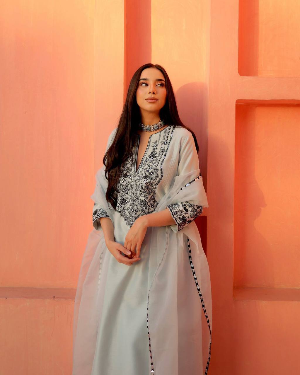 Foil Glow Georgette Pant Set