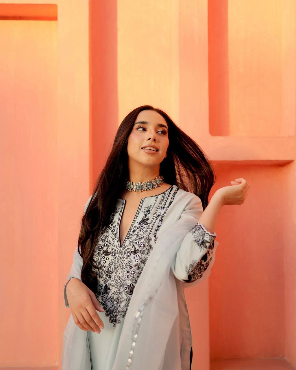 Foil Glow Georgette Pant Set