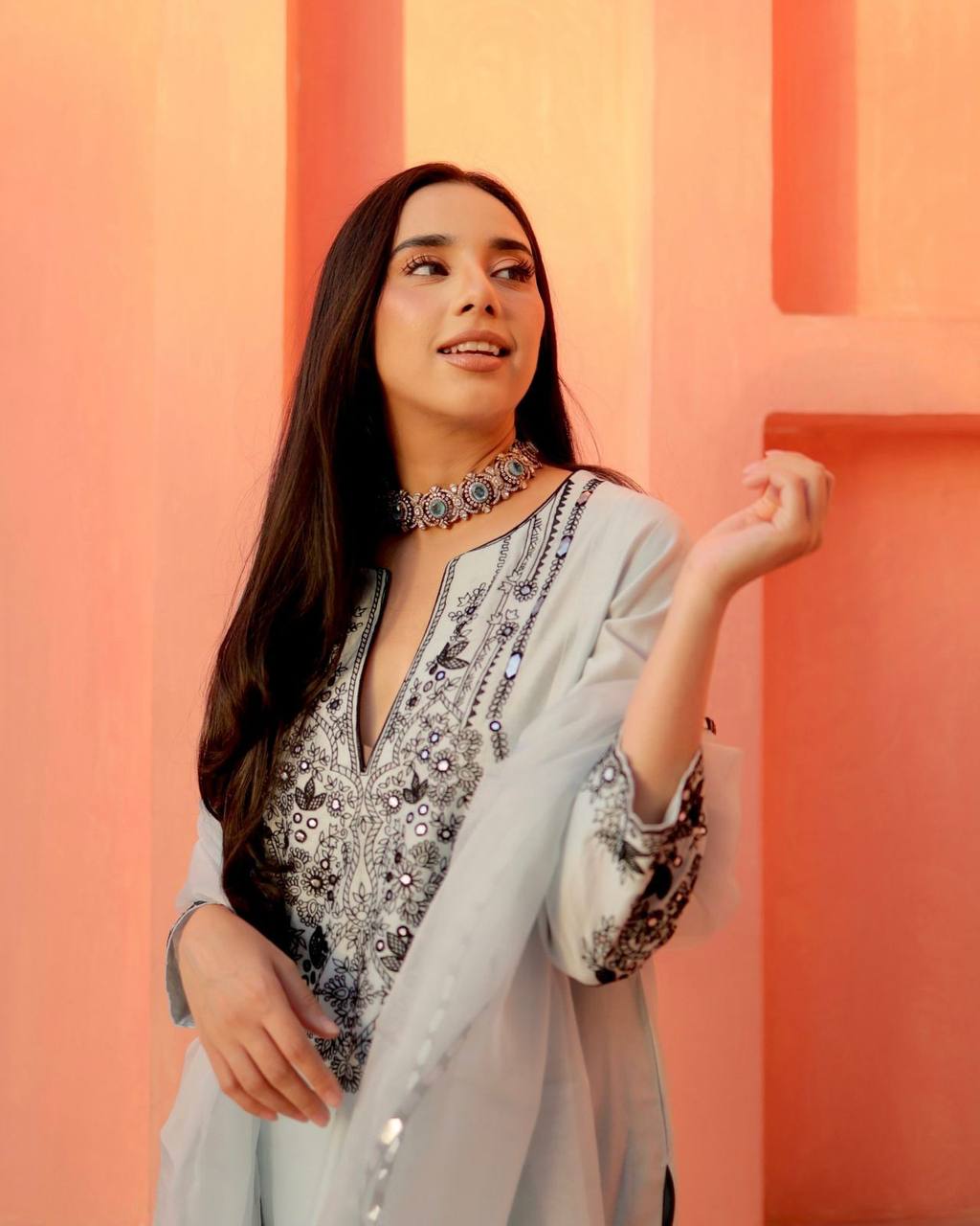 Foil Glow Georgette Pant Set