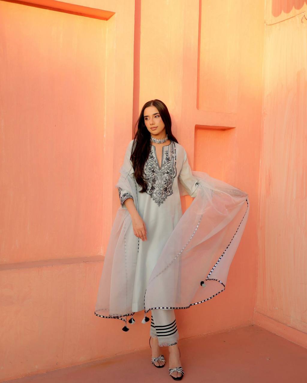Foil Glow Georgette Pant Set