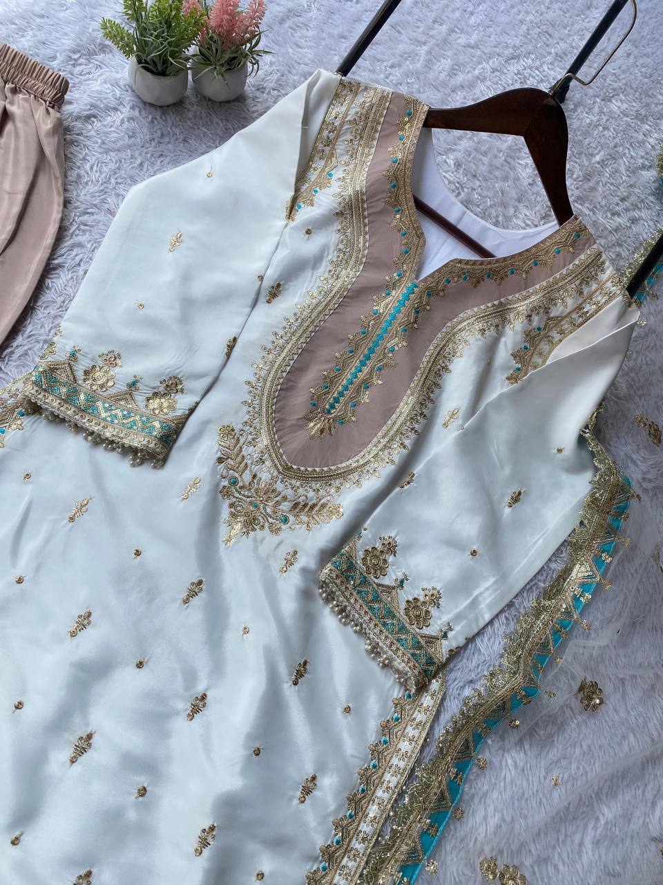 Festive Glow Crepe Silk Palazzo Set