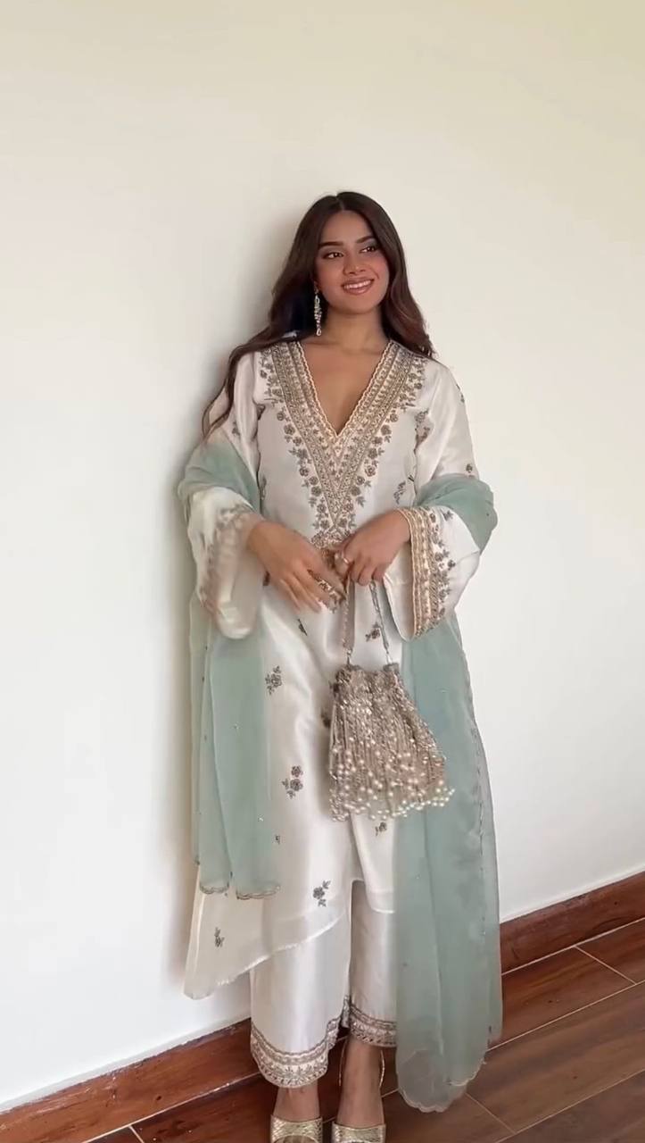 Festive Radiance Roman Silk Palazzo Set