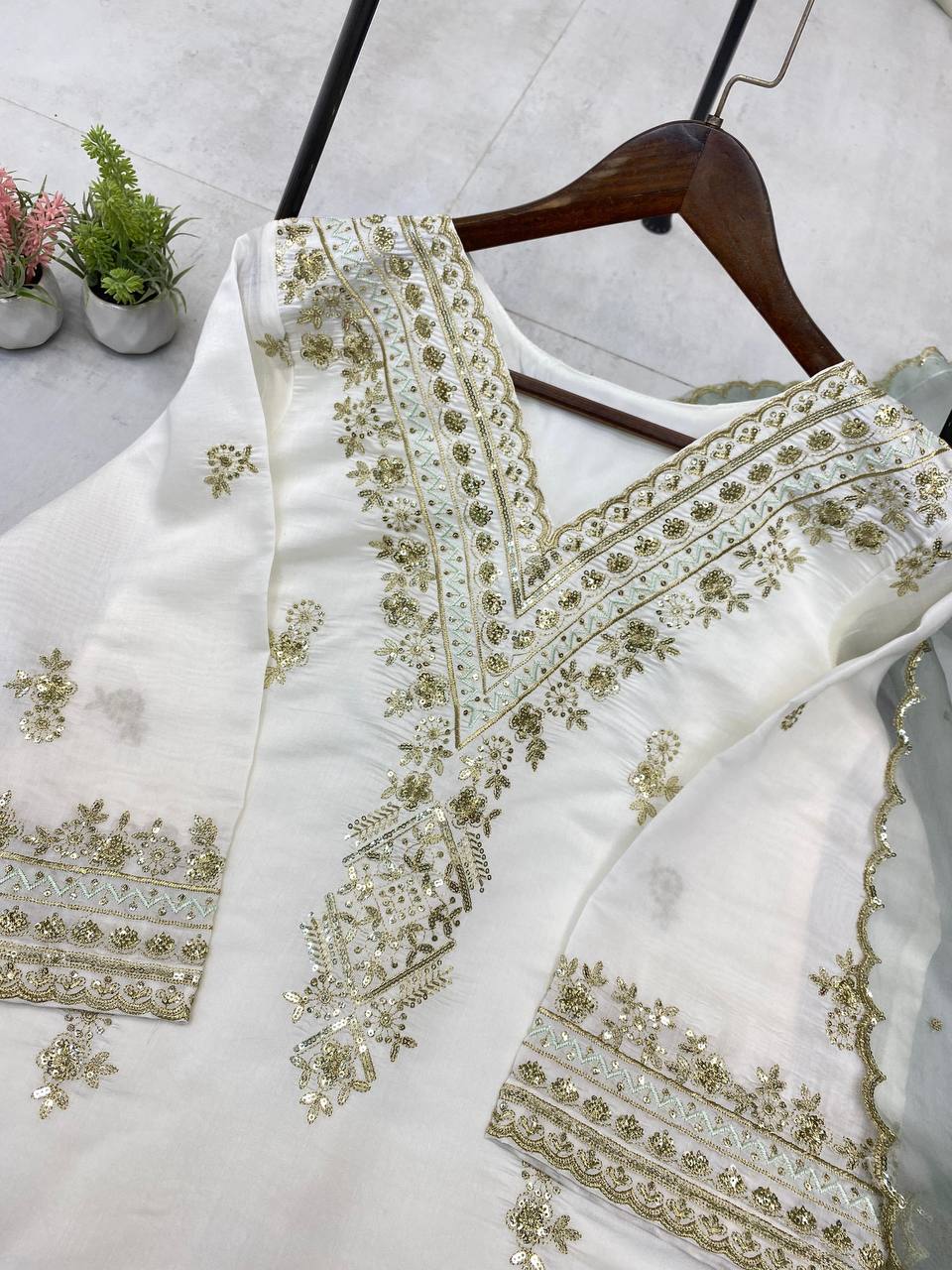Festive Radiance Roman Silk Palazzo Set