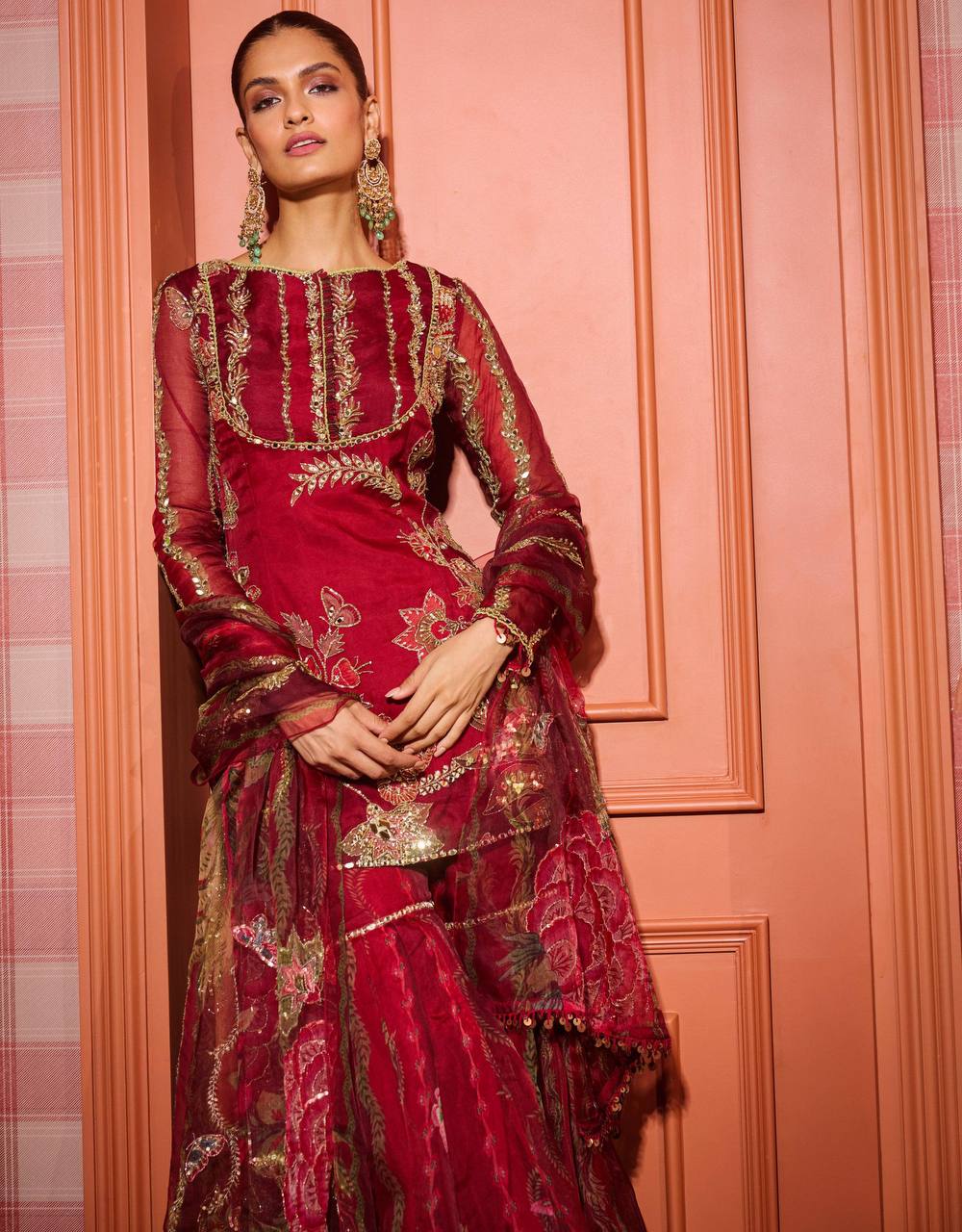 Mirror Glow Organza Sharara Set