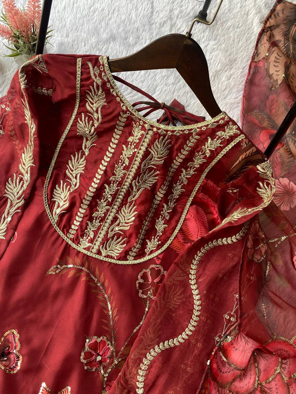 Mirror Glow Organza Sharara Set