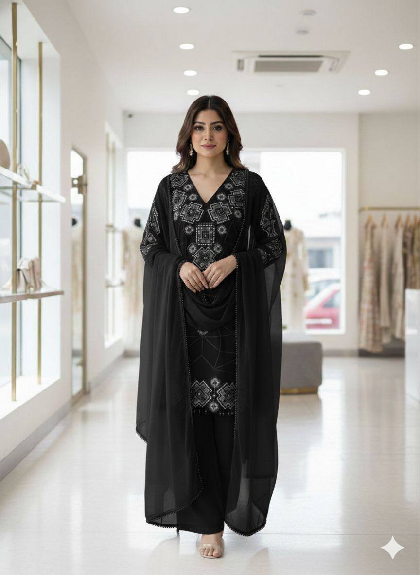 Festive Sparkle Georgette Palazzo Set