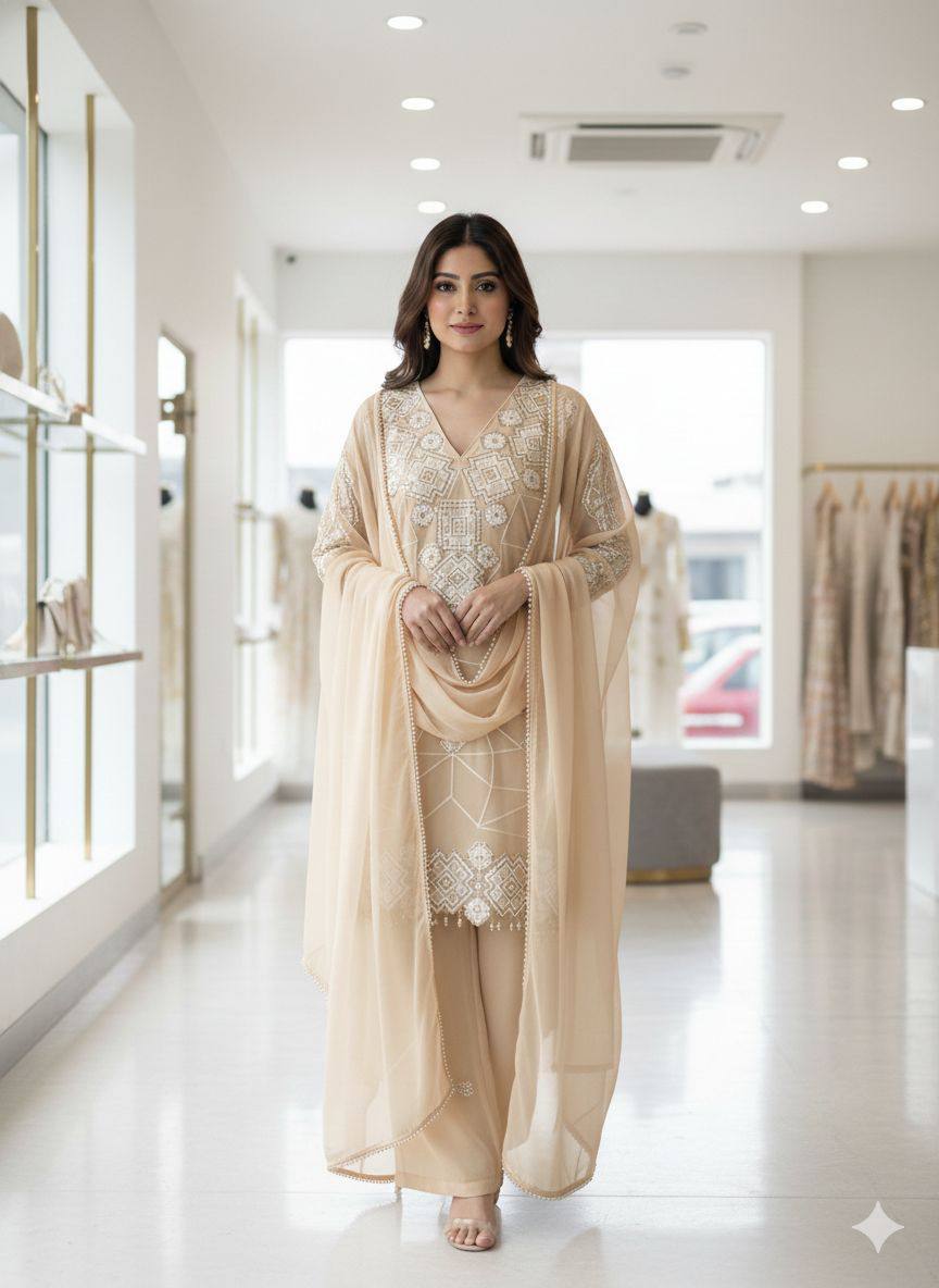 Festive Sparkle Georgette Palazzo Set