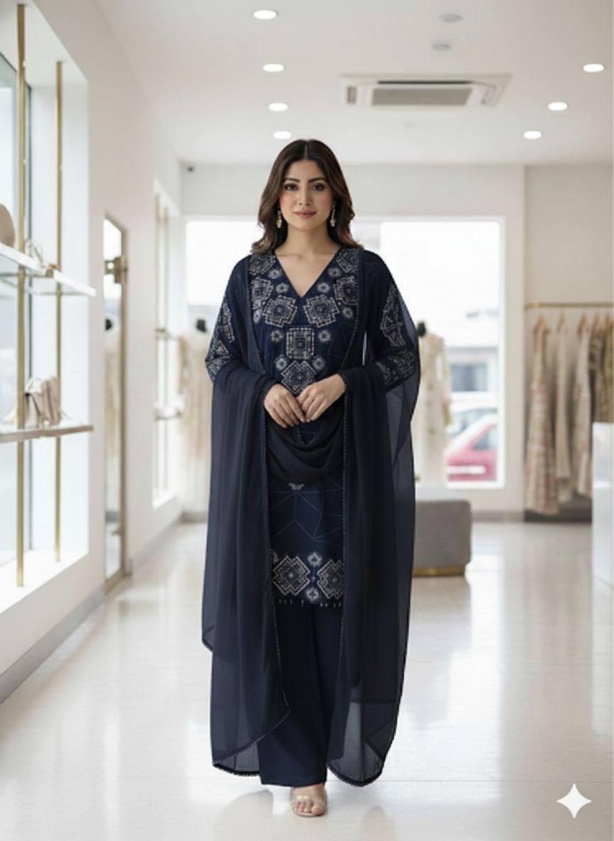 Festive Sparkle Georgette Palazzo Set