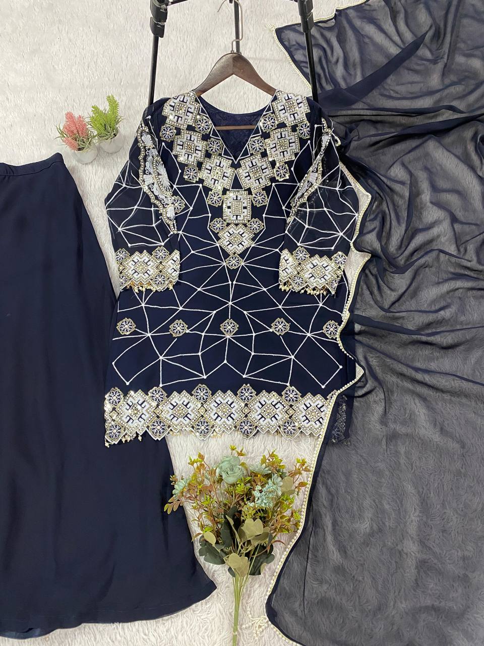Festive Sparkle Georgette Palazzo Set