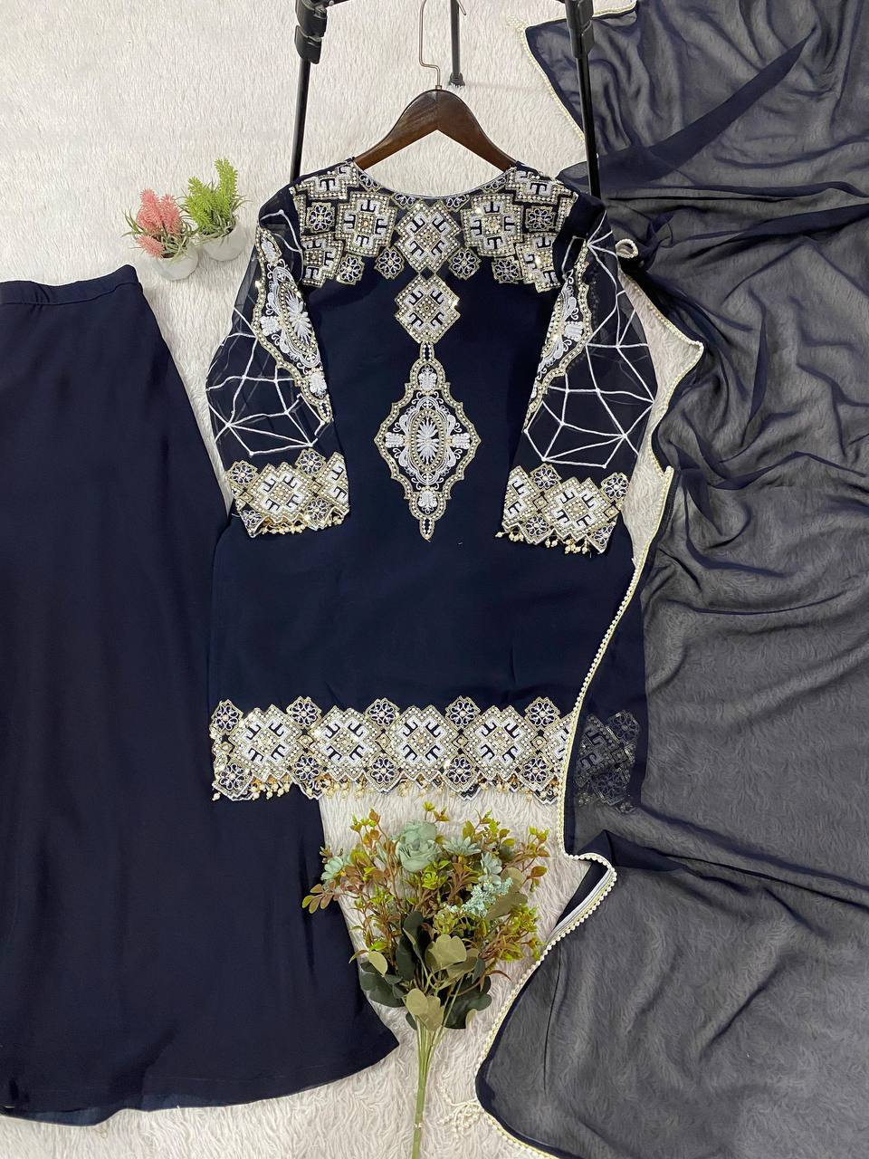 Festive Sparkle Georgette Palazzo Set