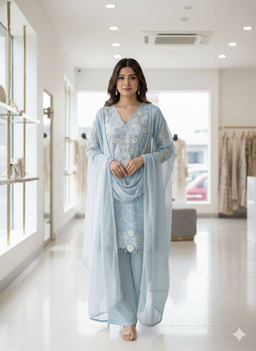 Festive Sparkle Georgette Palazzo Set