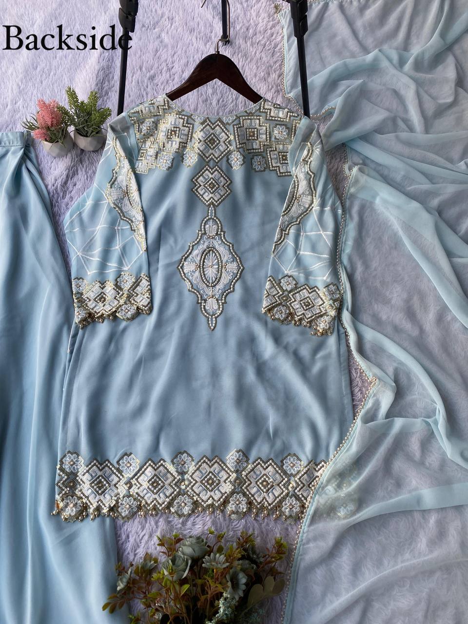 Festive Sparkle Georgette Palazzo Set