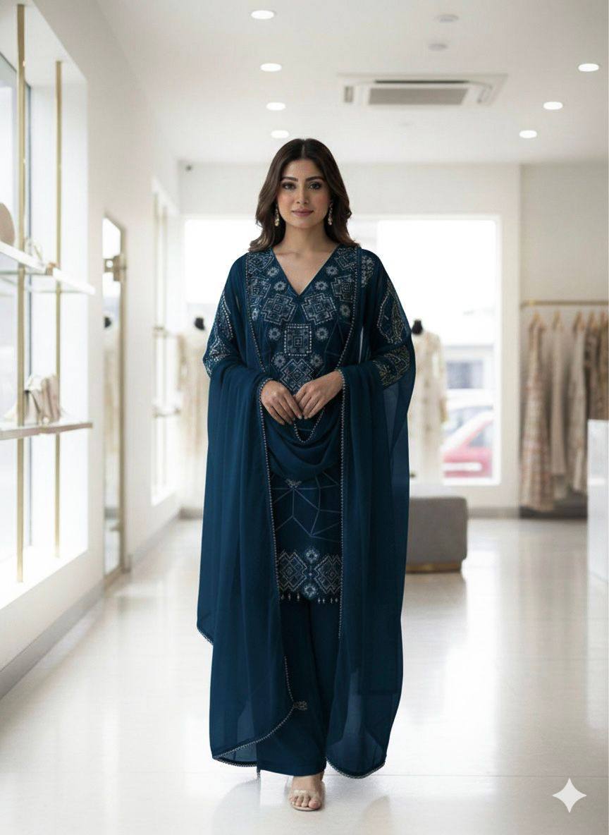 Festive Sparkle Georgette Palazzo Set