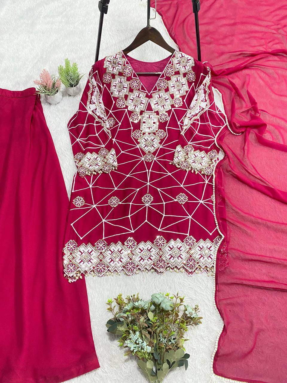 Festive Sparkle Georgette Palazzo Set