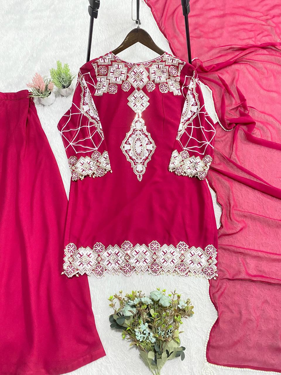 Festive Sparkle Georgette Palazzo Set
