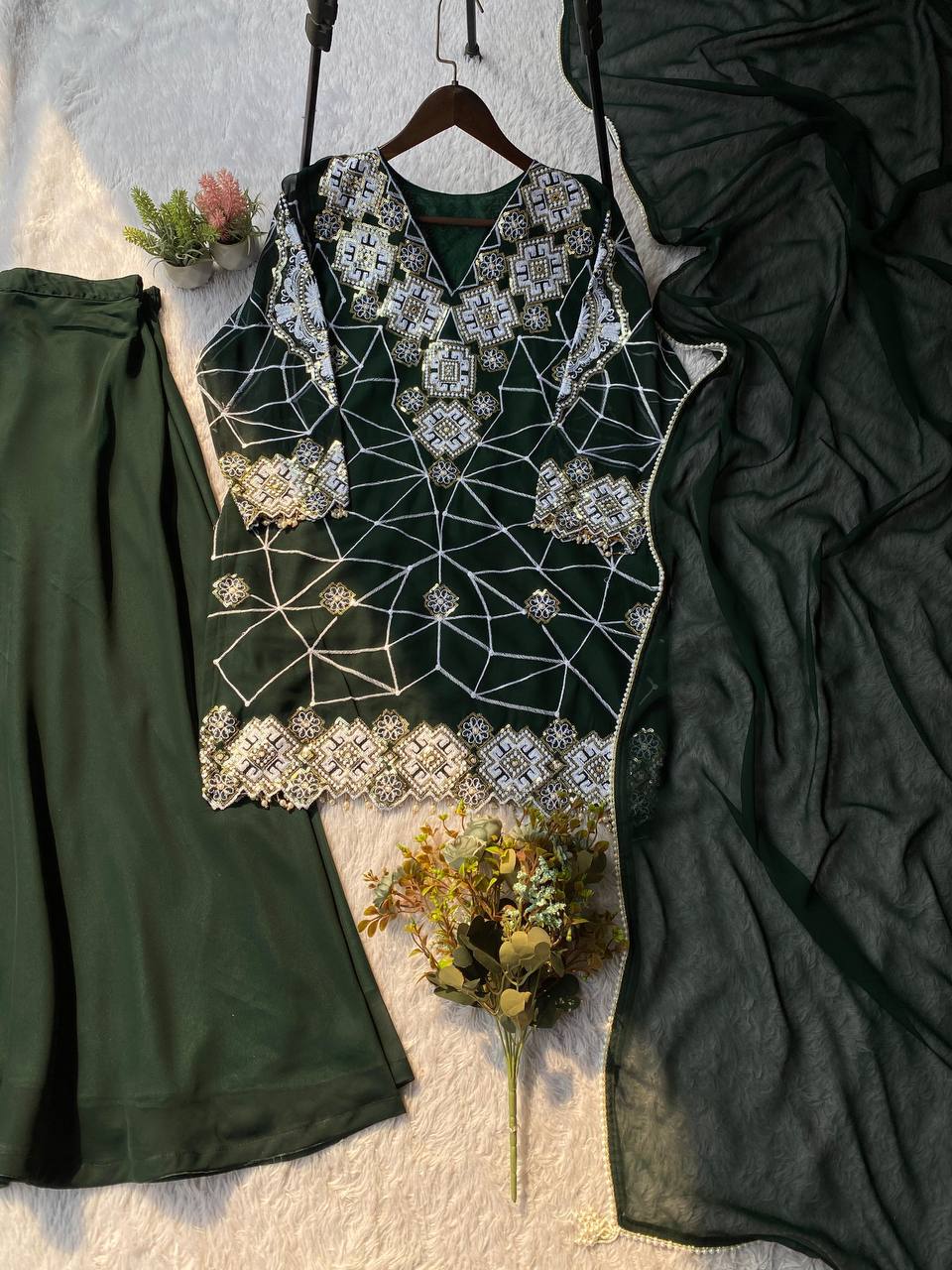 Festive Sparkle Georgette Palazzo Set