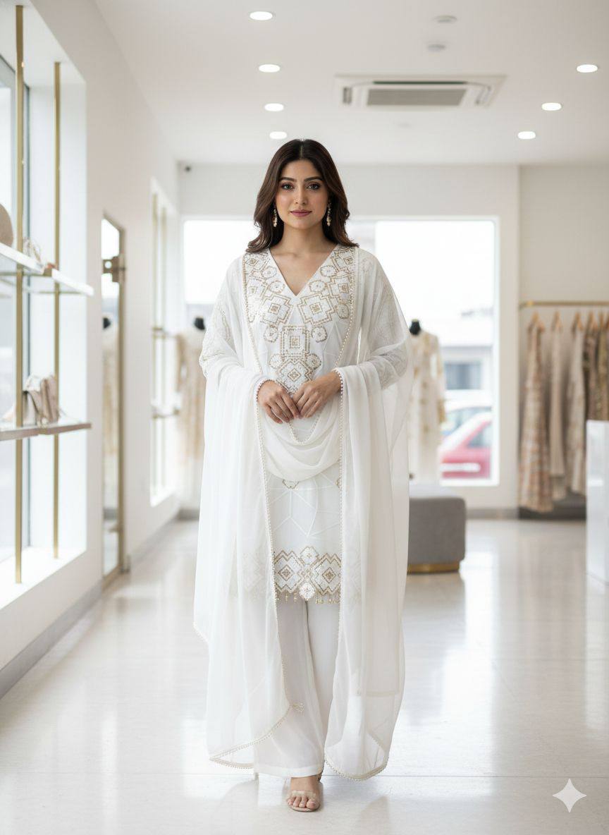 Festive Sparkle Georgette Palazzo Set