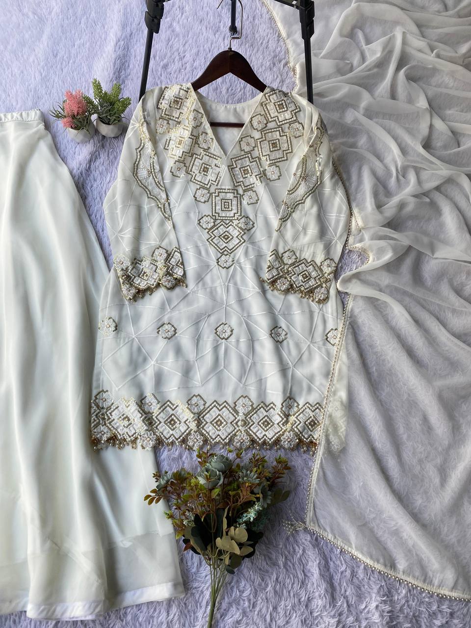 Festive Sparkle Georgette Palazzo Set