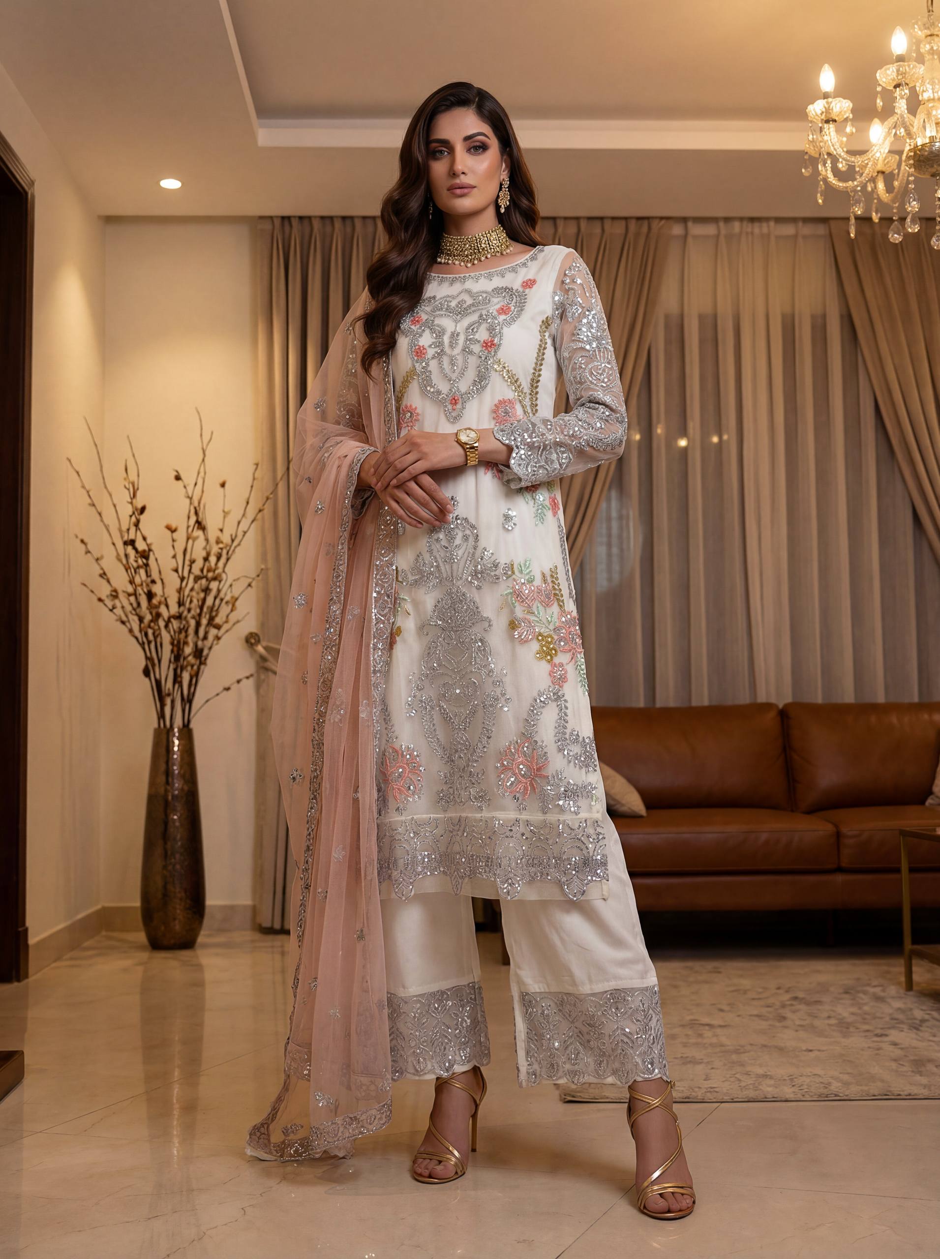 Ivory Noor Elegance Sharara Set