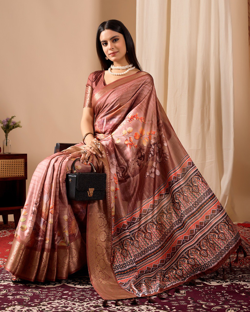 Midnight Patola Elegance Lichi Silk Saree