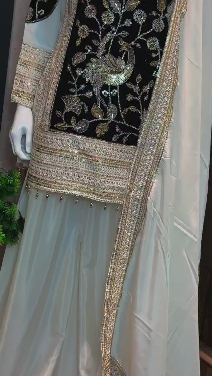 Off-White Dhurandhar Festive Palazzo Set