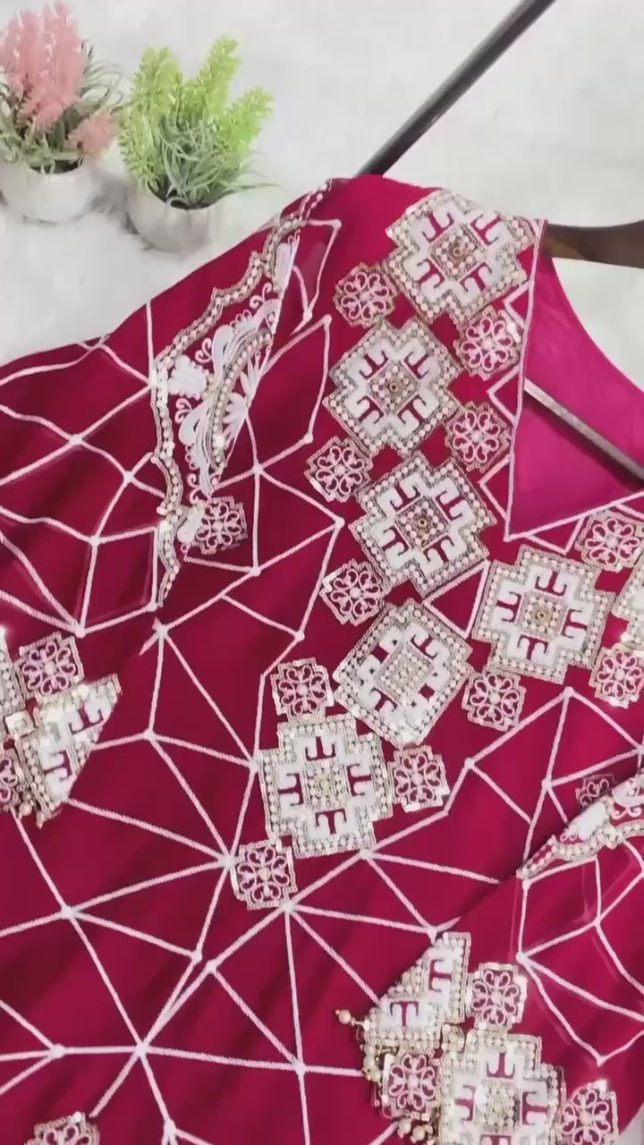 Festive Sparkle Georgette Palazzo Set