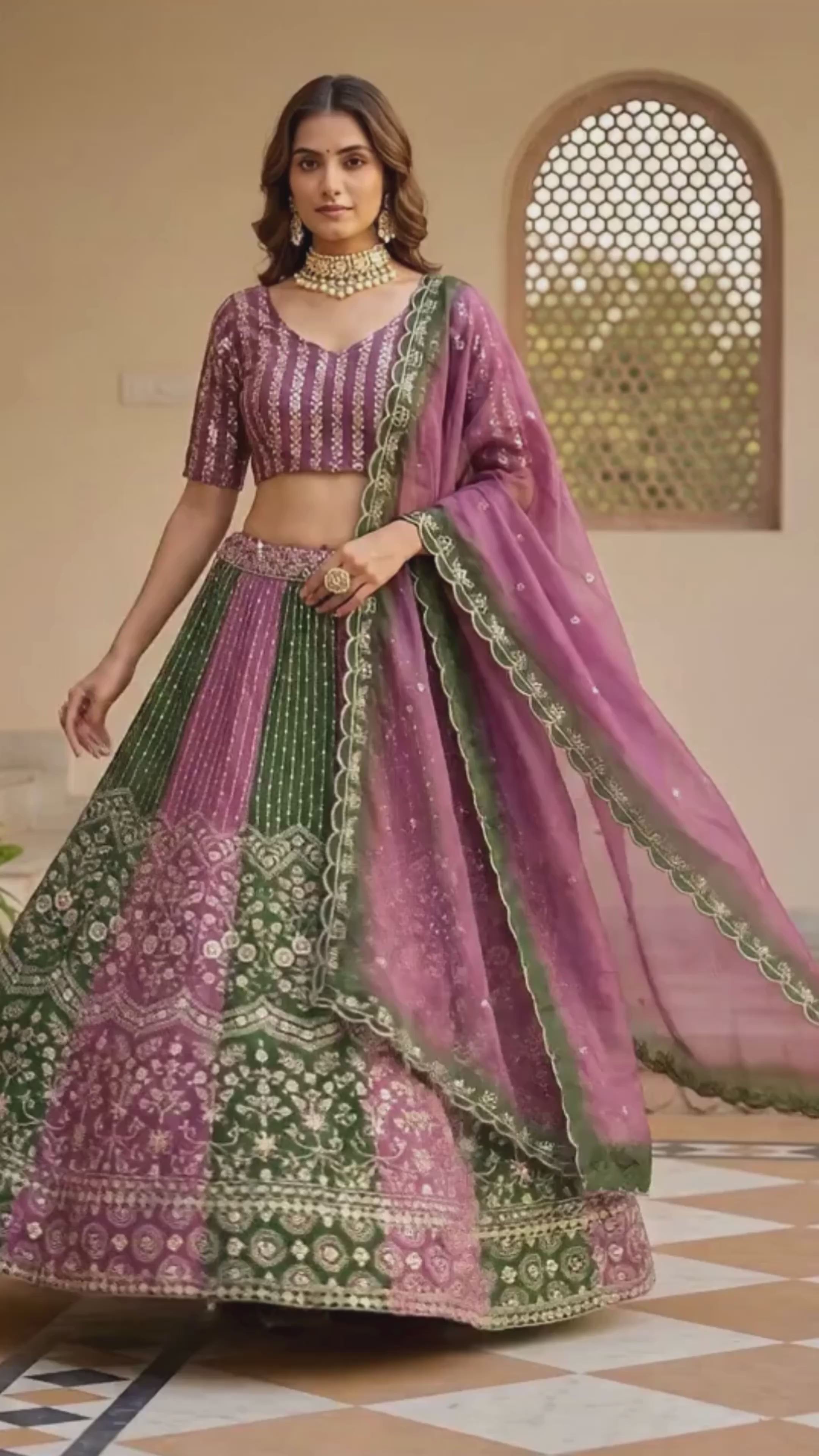 Royal Twirl Chinon Lehenga Set