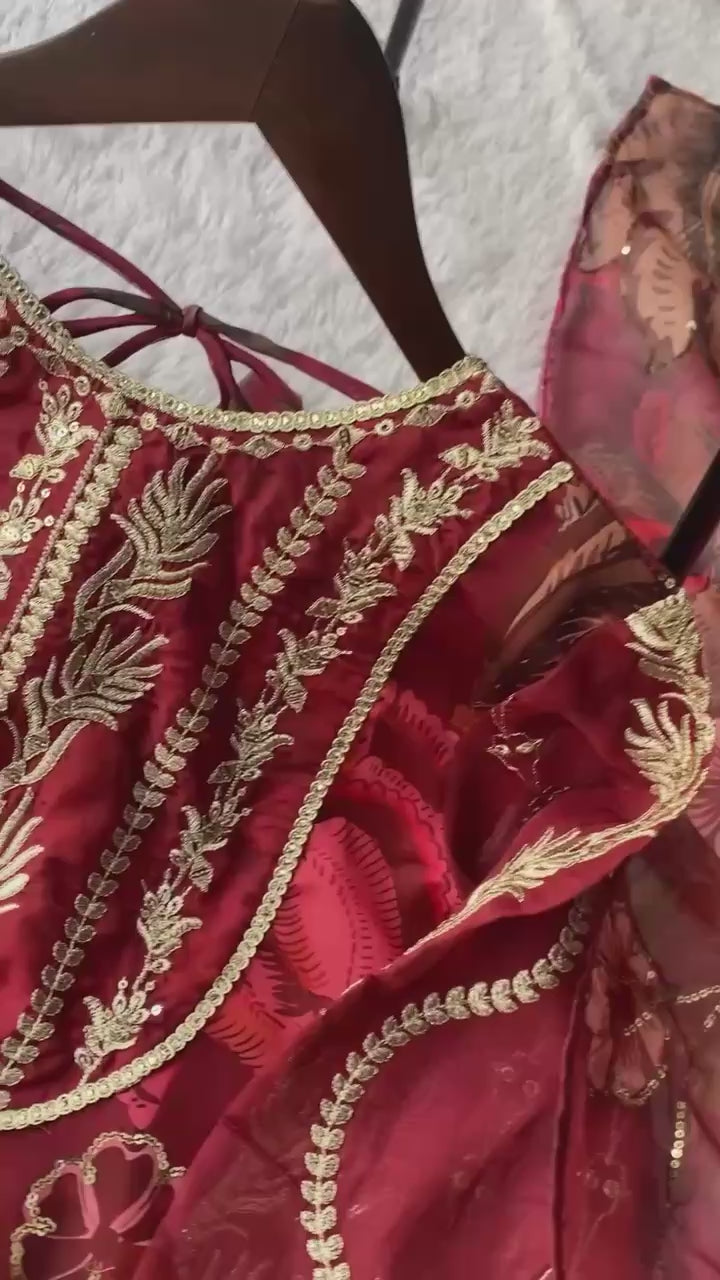 Mirror Glow Organza Sharara Set