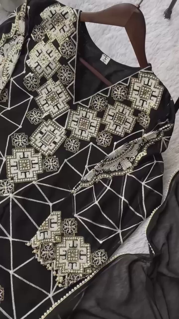 Festive Sparkle Georgette Palazzo Set